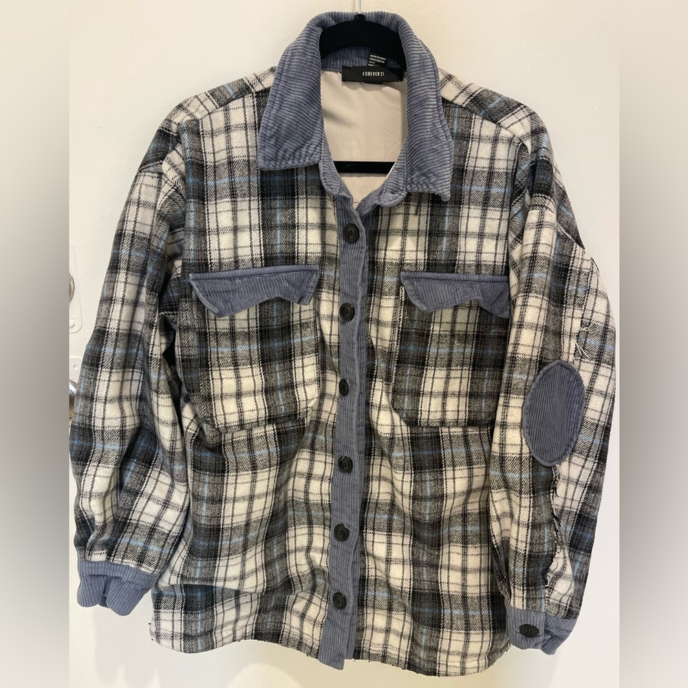 Forever 21 Blue and White Plaid Jacket